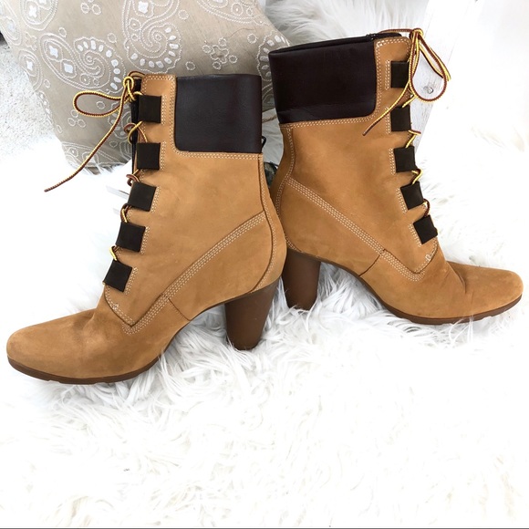 Timberland lace up Chunky Heel Nubuck boots 8.5 - Picture 3 of 8